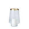 Small Clear Hurricane With Gold Stripe -Home Furnishings Store s04260