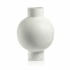 Short White Stoneware Vase -Home Furnishings Store s05535