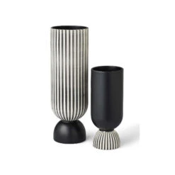 Tom Dixon Charlotte Black And White Vases - Set Of 2