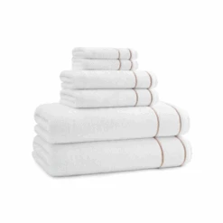 White & Tan Newbury Hand Towel
