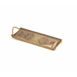 Rectangular Woven Tray With Glass
