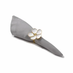 Tom Dixon Set Of 4 White & Gold Flower Napkin Rings
