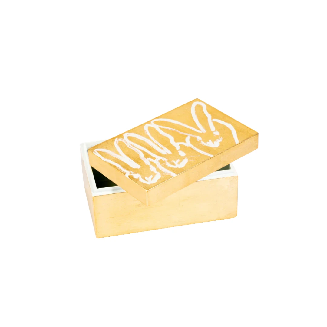 Hunt Slonem Trio Bunny Box Gold Leaf 3 Hunt Slonem Trio Bunny Box Gold Leaf