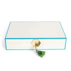 Jonathan Adler White & Turquoise Jewelry Box