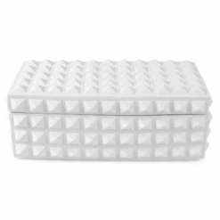 Jonathan Adler White Charade Square Stud Box